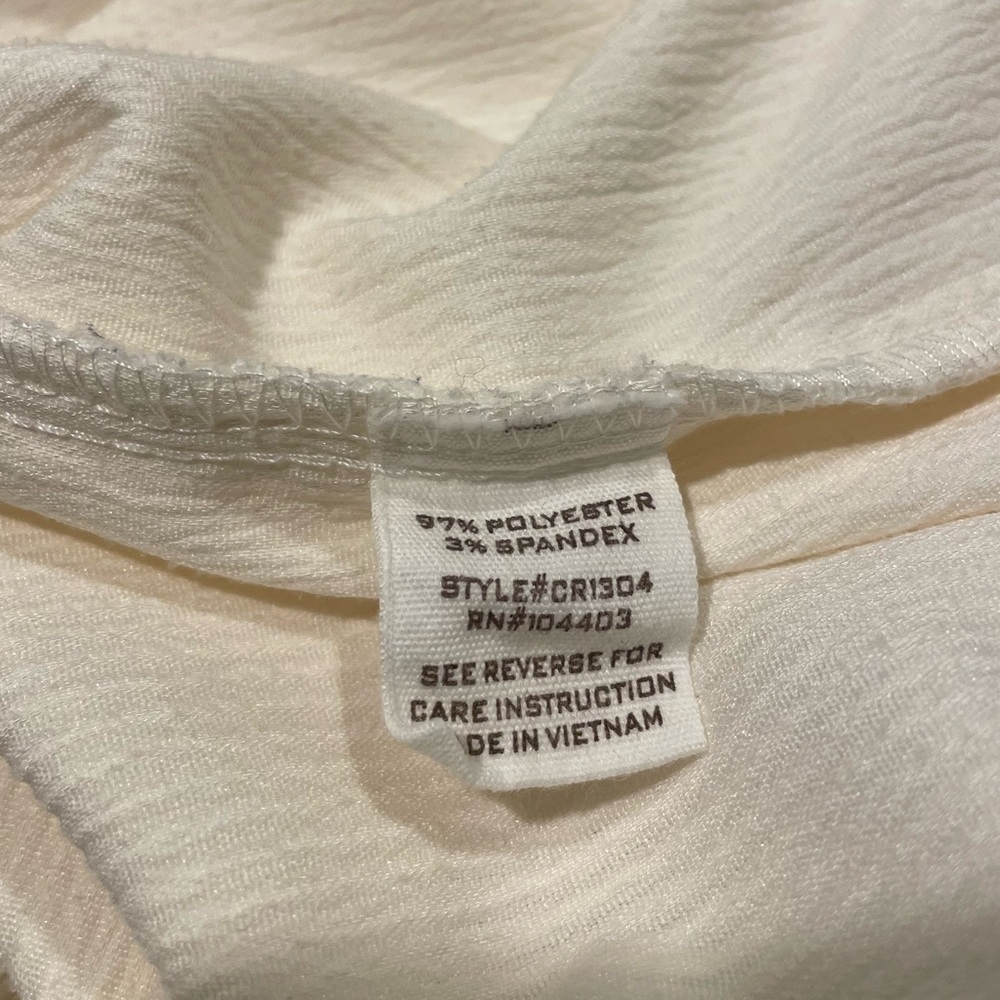 Cream Ribbed Button Up Shirt Medium - Picture 5 of 6